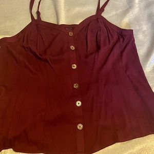 Purple Stretch Challis Fit & Flare Button Cami